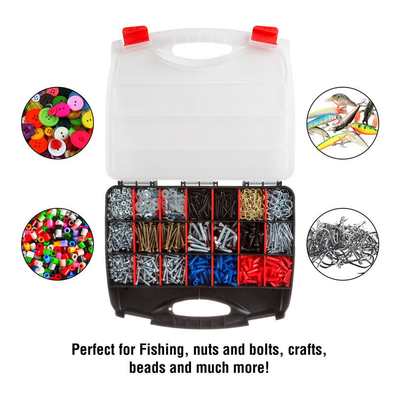 Stalwart Portable Storage Case with Lock & 23 Compartments and Removable Dividers