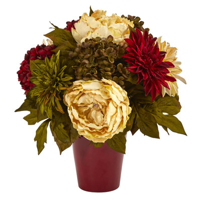 Arrangement floral mixte en vase