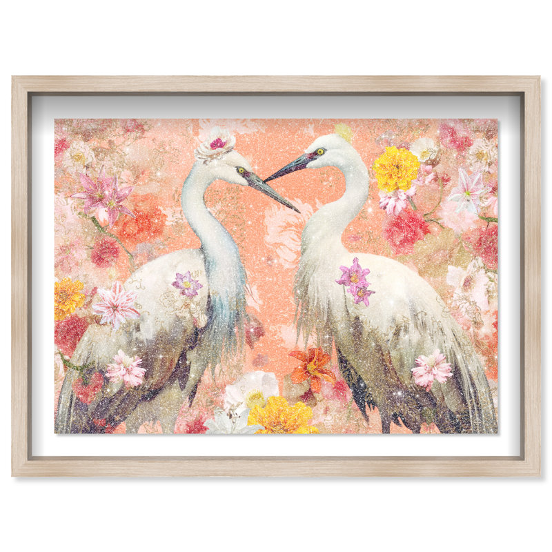 Contemporary Chinoiserie Aviary Canvas Animals Print by Oliver Gal, 25.5"H x 37.5"W, Natural Oak Frame