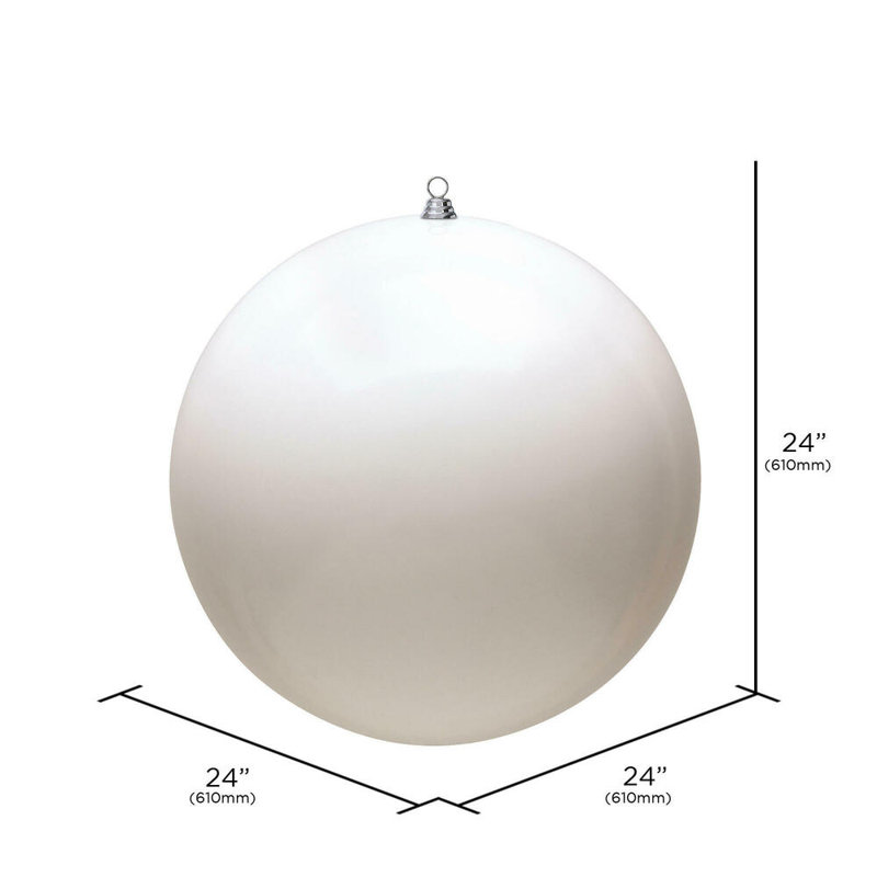 Ornement de Noël en forme de boule, H 24 po x l 24 po x P 24 po, Blanc