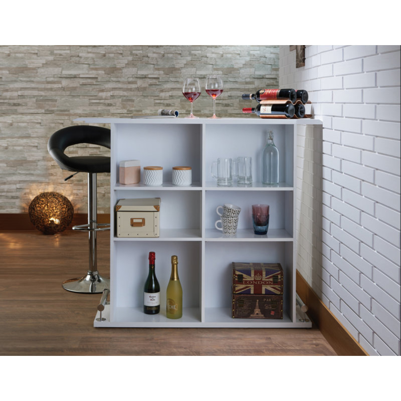 White High Gloss 6-Shelf Bar Table