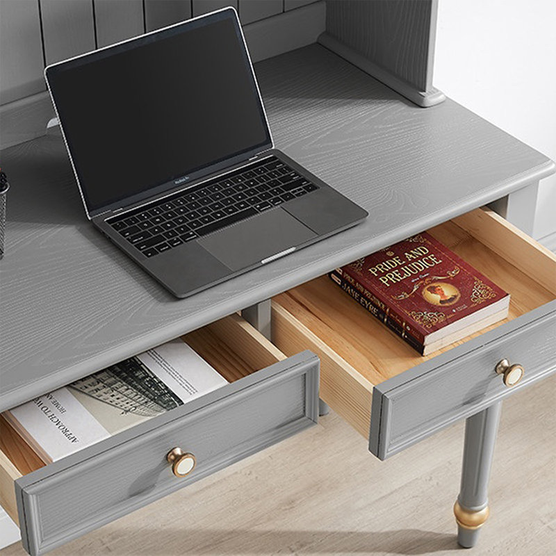 Gray Rectangular Solid Wood Executive Desk with drawers desk, 29.92"H*39.37"W*19.69"D