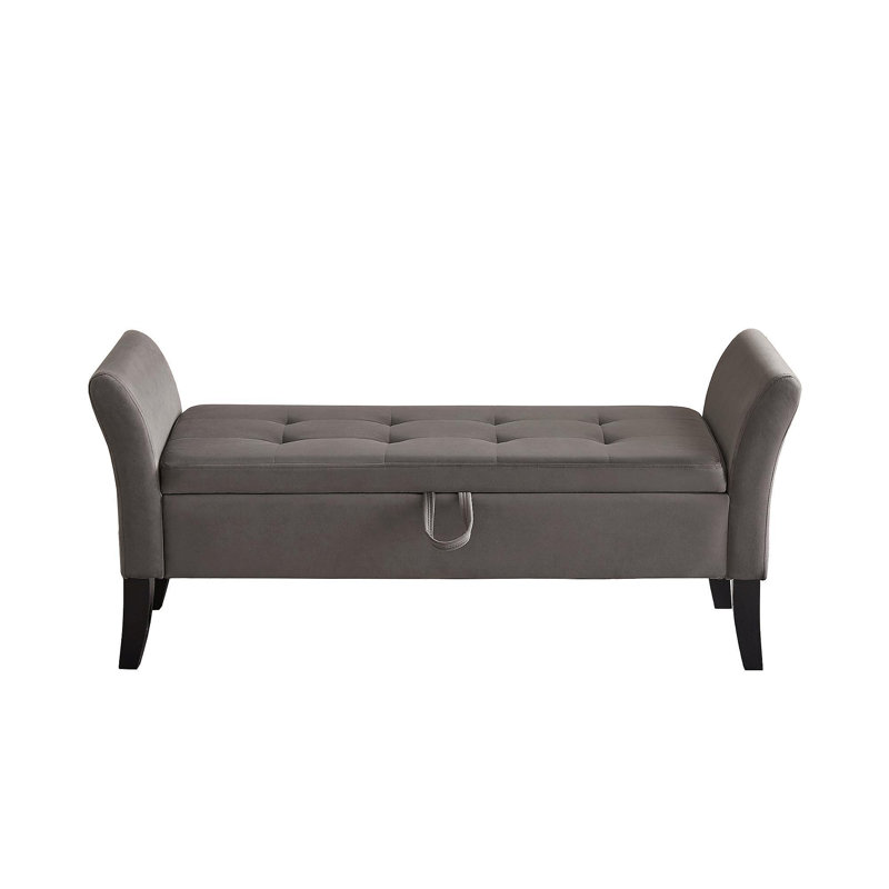 51.5" Bed Bench With Storage Grey Velvet, Gray