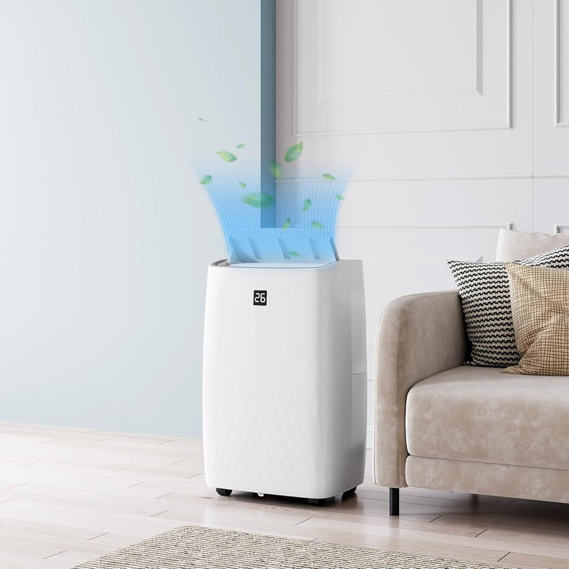 Climatiseur portatif 12-en-1 12 000 BTU avec télécommande, refroidit 550 pieds carrés, déshumidificateur et ventilateur, mode veille 50dB, minuterie 24H, ensemble de fenêtre pour la maison, le bureau, l'école