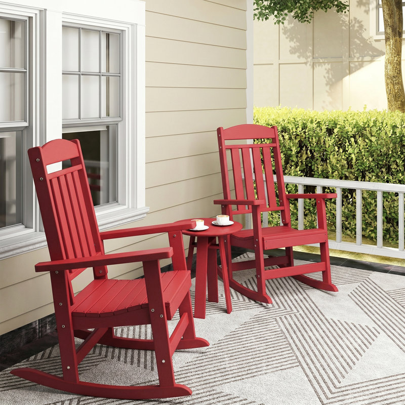 Chaise berçante pour l'extérieur en PEHD Oxing, Rouge