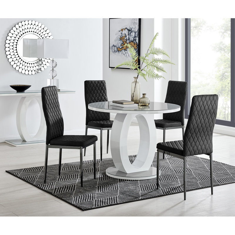 Bekircan 4 - Person Dining Set, Black