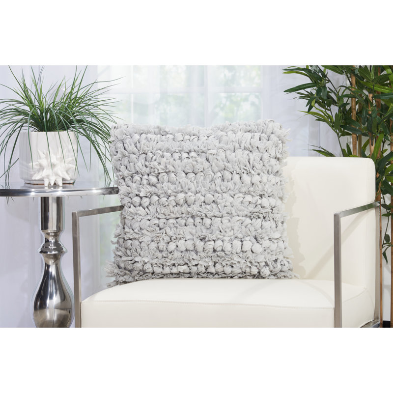 Silver Polyester Square Decorative Throw Pillow 20" x 20"