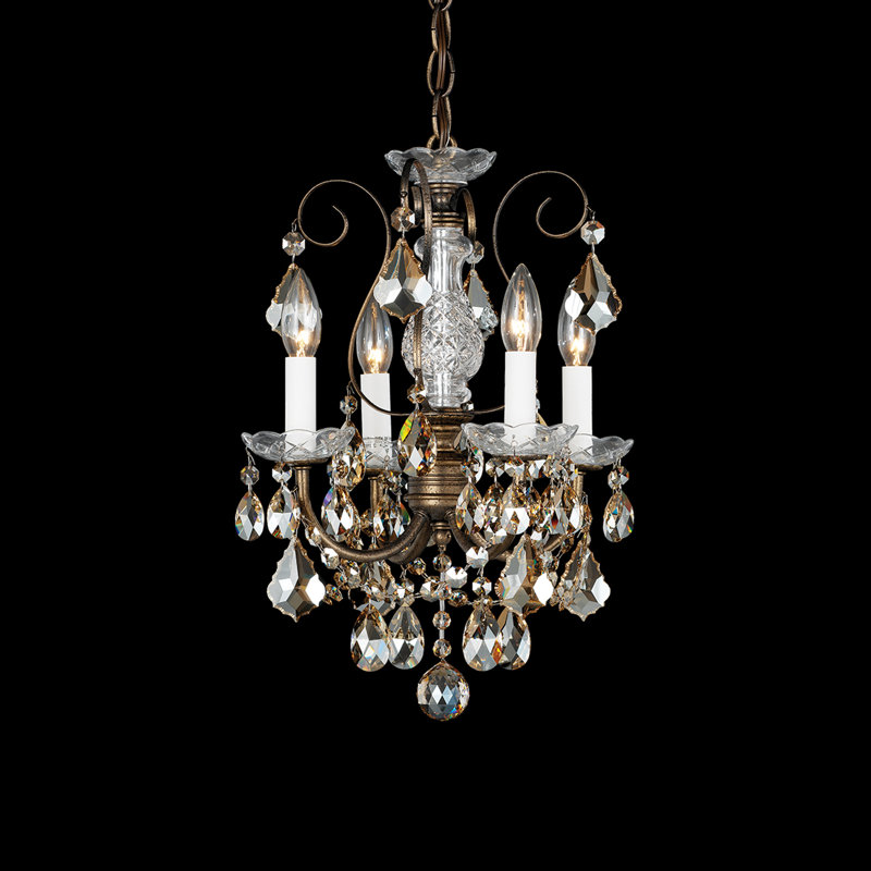New Orleans 4 Light 12in x 16.5in Pendant in Polished Gold with Clear Heritage Handcut Crystals, Czech, Silver