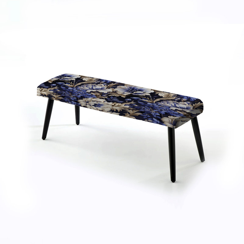 Banc rembourré Regal bleu cobalt damassé II