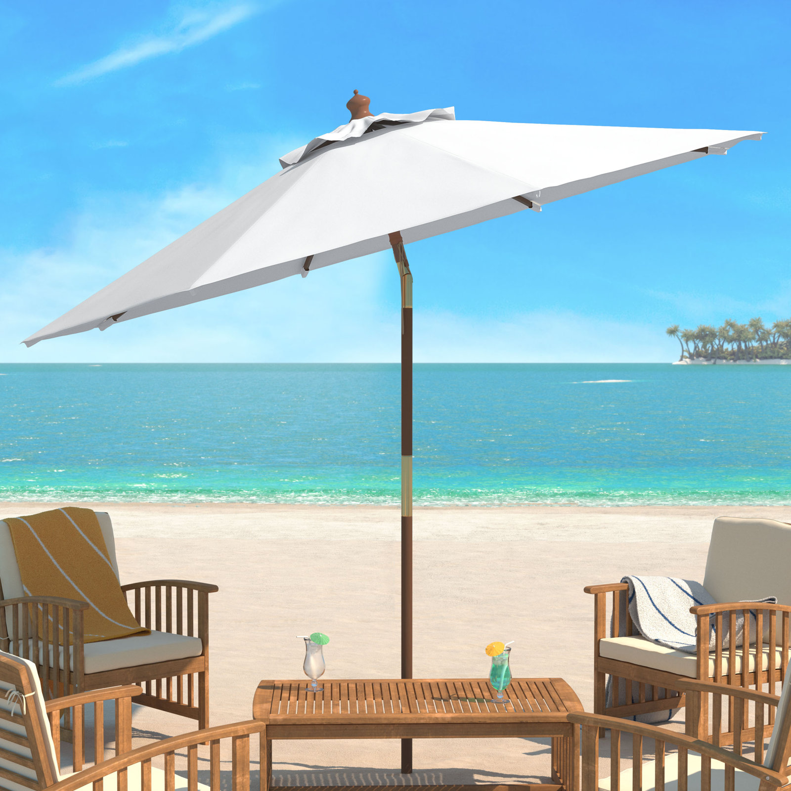 Aldan 9' Market Umbrella, Ivory
