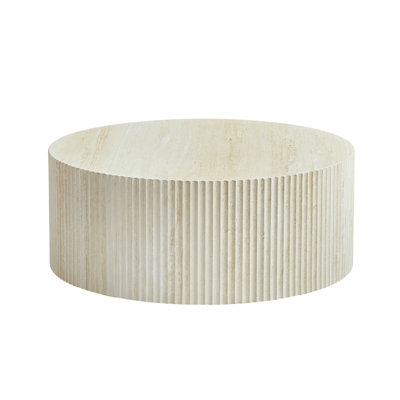 Table basse en faux travertin avec motif en relief accrocheur, travertin