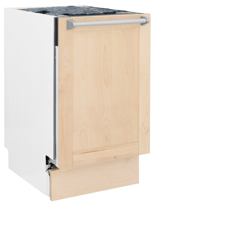 ZLINE 18 in. Tallac Series 3rd Rack Top Control Built-In Dishwasher in Unfinished Wood and Traditonal Handle, 51dBa (DWV-UF-18)