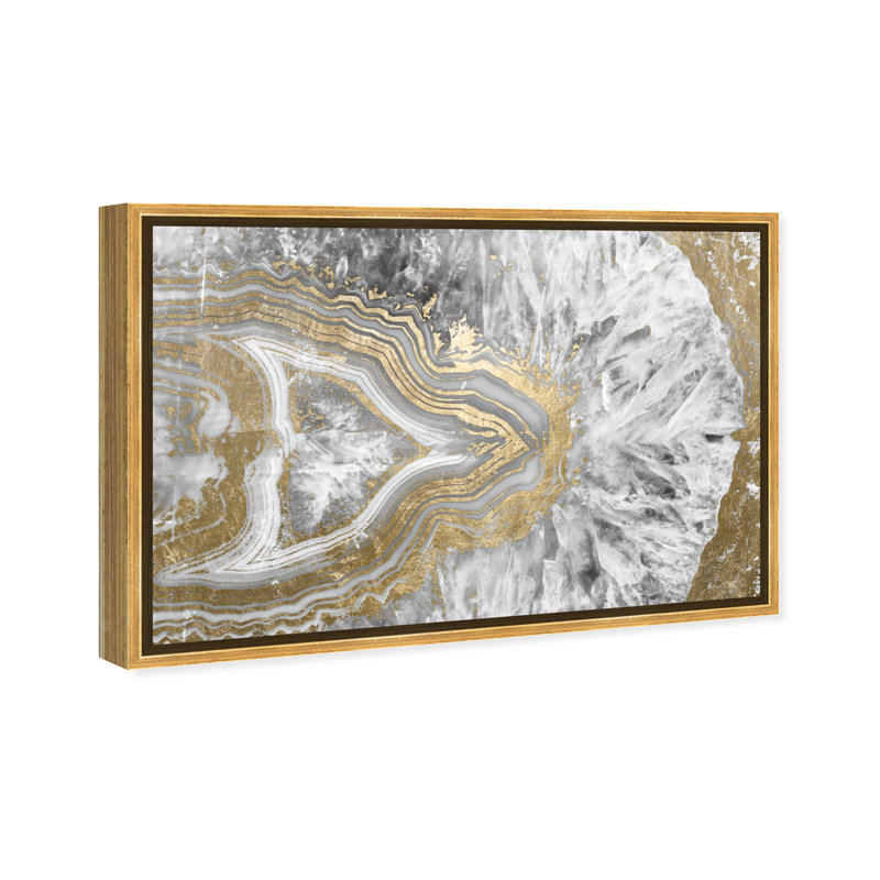 Agate Geode Crystal - Impression sur toile, H 16 po x l 24 po, Cadre doré