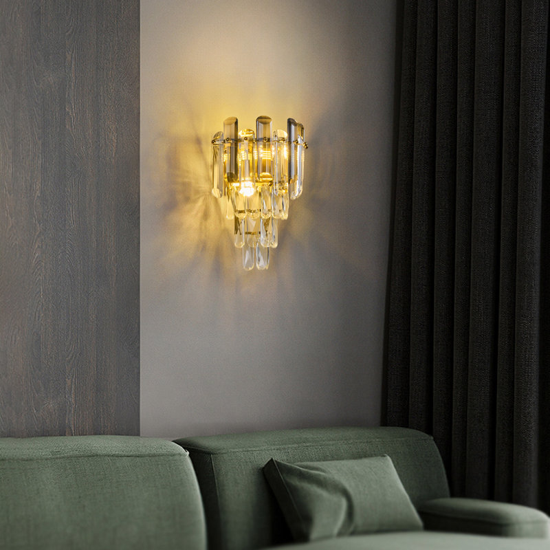 Applique murale de chevet pour salle de bain avec applique murale en cristal moderne pour salle de bain, salon, couloir, paquet de 1