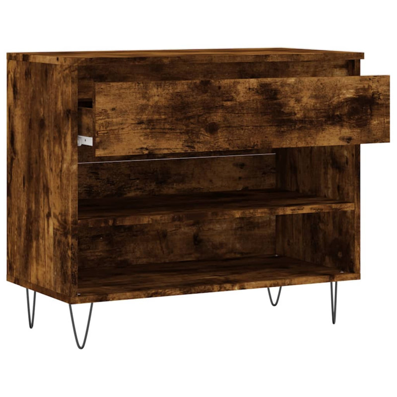 6 Pair Shoe Storage Cabinet, Smoked Oak