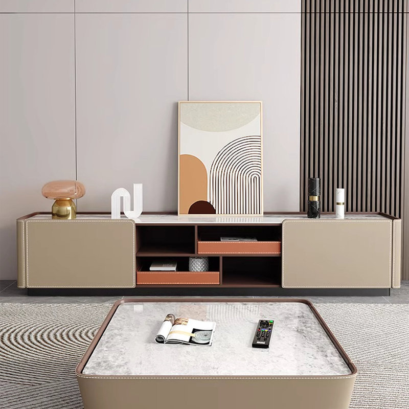Meuble télé moderne en bois manufacturé beige, 86.61