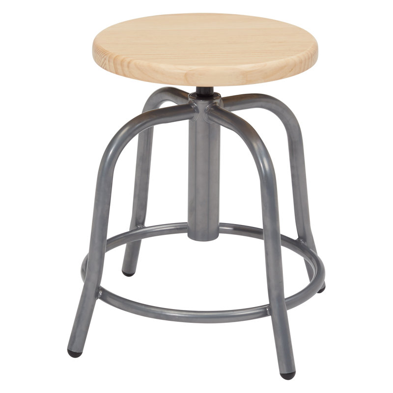 Adjustable Height Ergonomic Lab Stool with Footrest, Gray