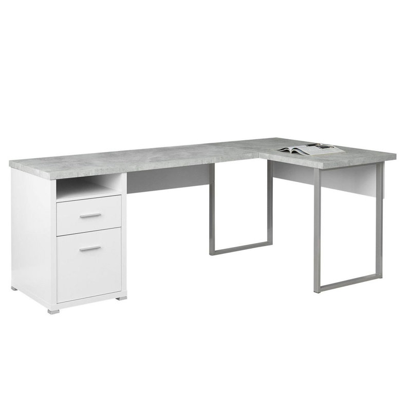 L-Shaped Metal Base Executive Desk