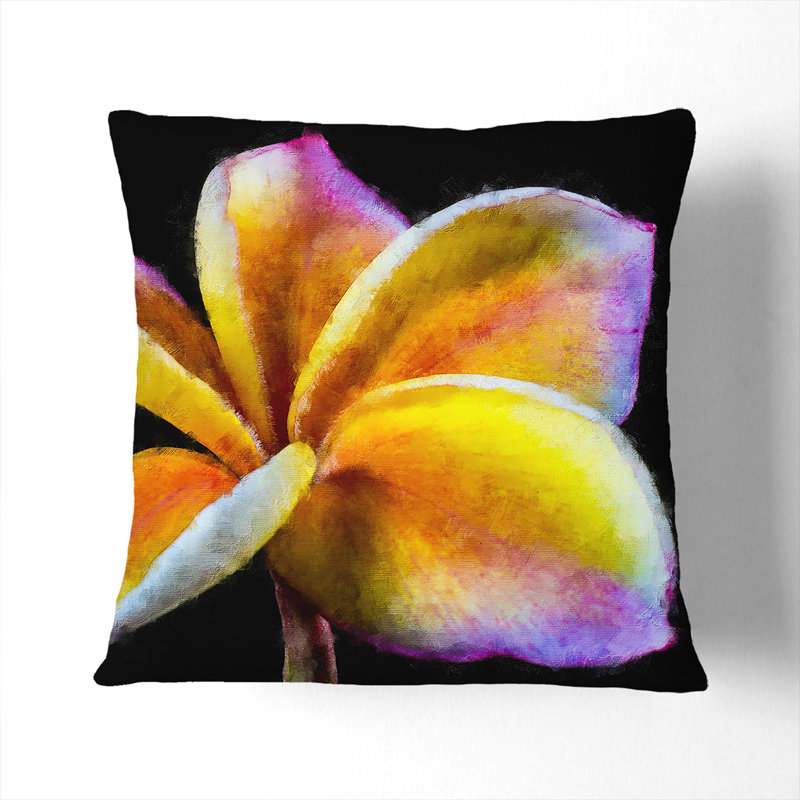 Frangipani Flower Painting Floral Scatter Cushion, 40cm H x 40cm W x 15cm D