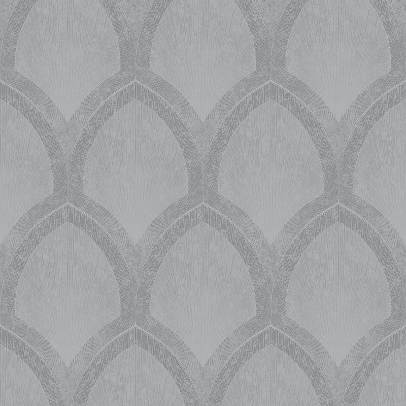 Special FX 2 Collection Nouveau Scallop Metallic Wallpaper Roll, Silver