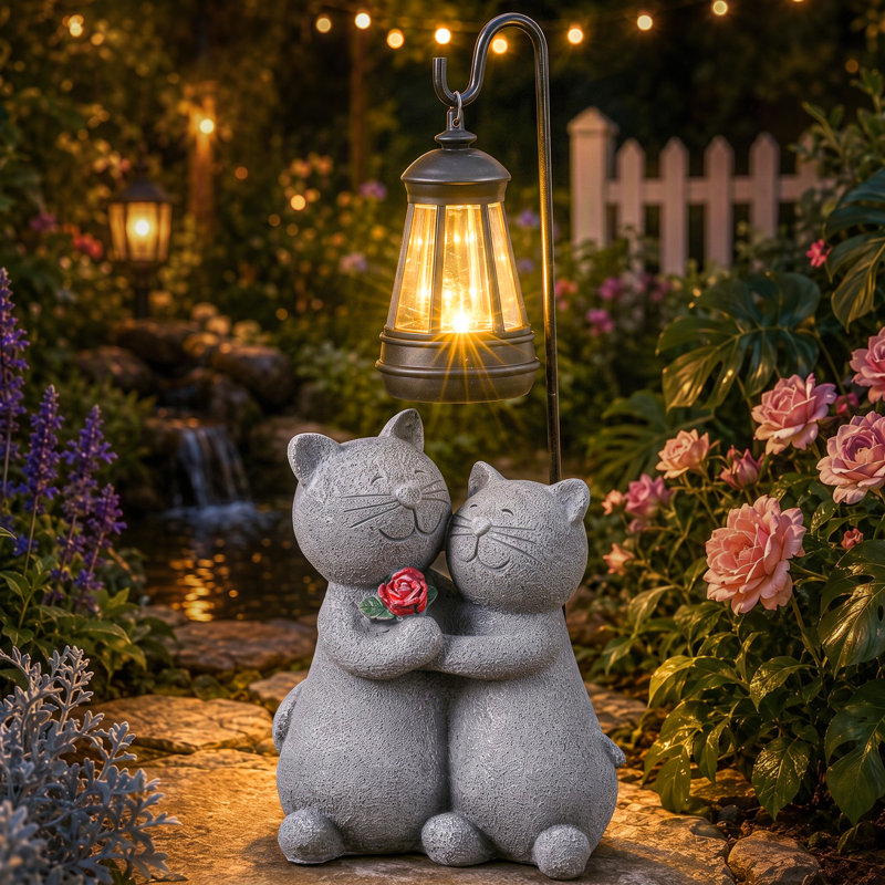 Statue de jardin Dragon solaire avec lanterne suspendue