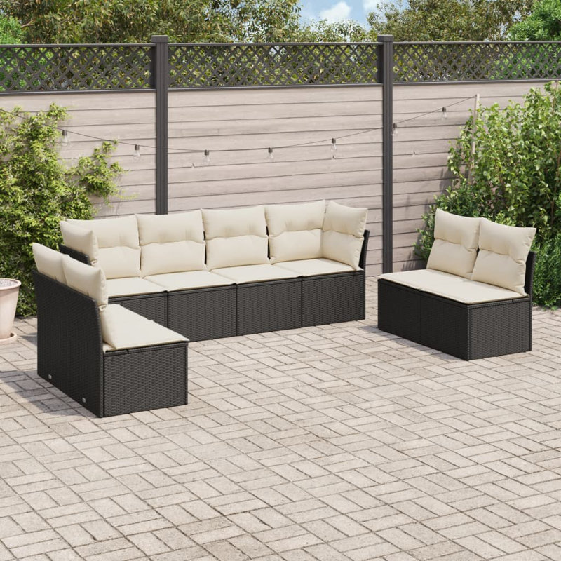 Garden Sofa Set, Beige, Black