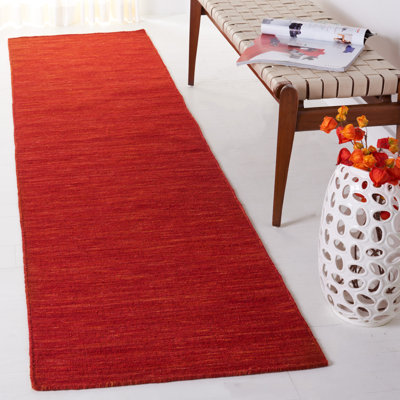 Kilim Hand Loomed Wool/Cotton Rug in Red/Rust