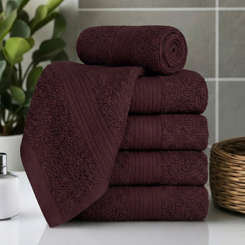100% Cotton Washcloth 12 x 12 Inch Highly Absorbent , Brown