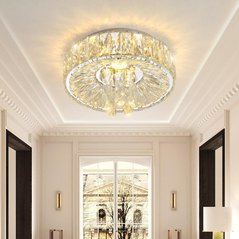 Modern Dimmable Crystal Chandelier, Silver