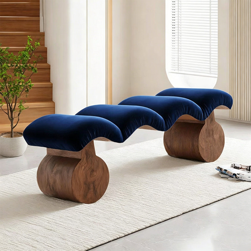 Tabouret de canapé 55,12 "Blue and Brow Nordic Minimalist Creative, 19.69" H x 55.12" W x 19.69" D