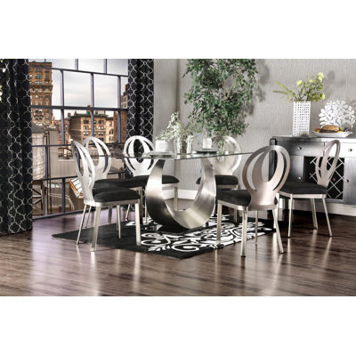 6 - Person Glass Top Pedestal Dining Set