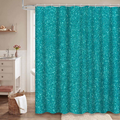Rideau de douche de Noël abstrait bleu aigue-marine avec 12 crochets