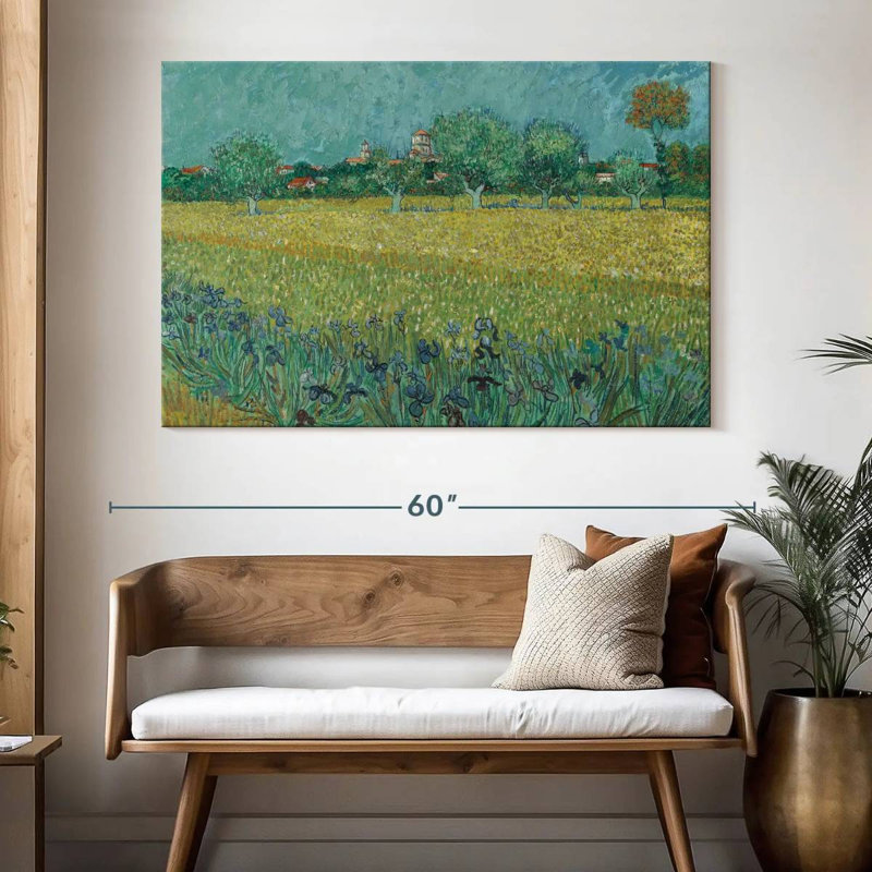 Champ d'Alvord avec des fleurs près d'Arles, H 34 po x l 51 po