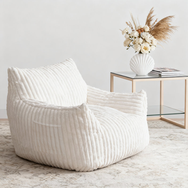 Big Bean Bag Chair for Adult-No Assembly Required, Beige Poiyester