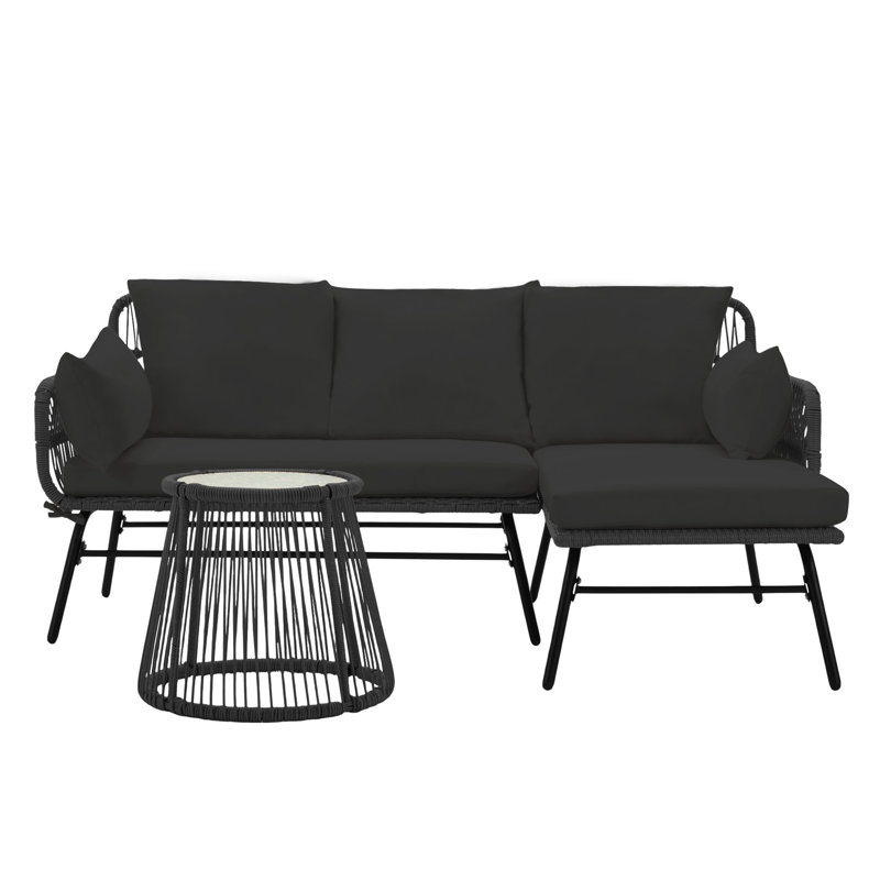 Heeney 5 - Person Modular Patio Conversation Set with Cushions, Black