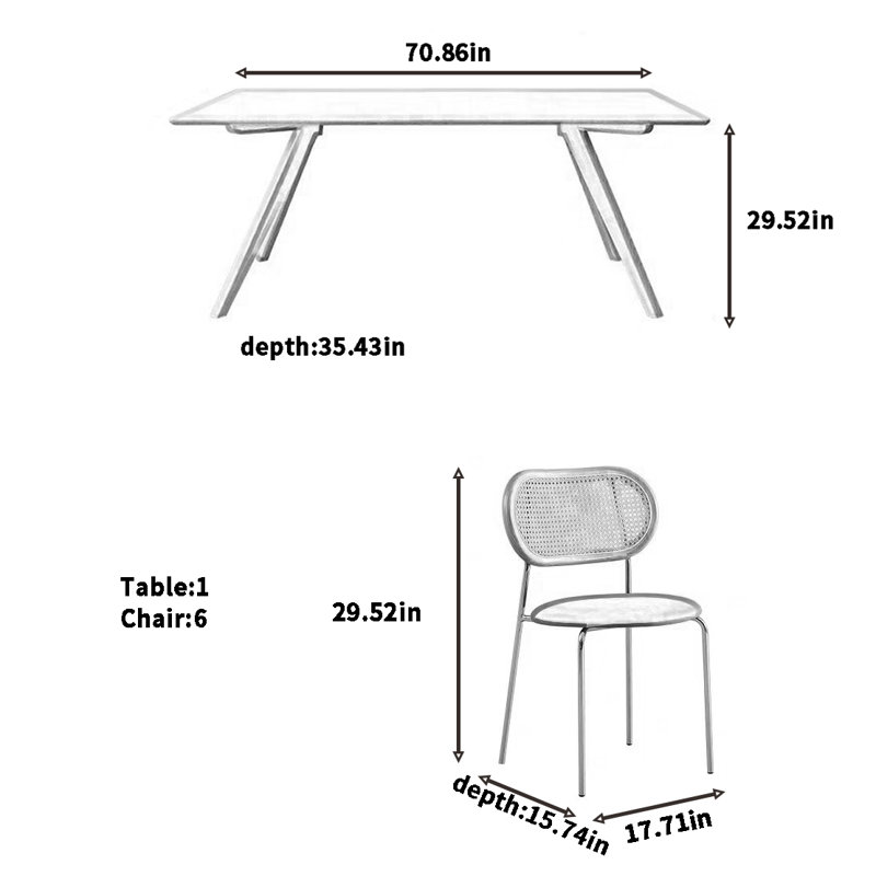 Combinaison de table et de chaises de style japonais