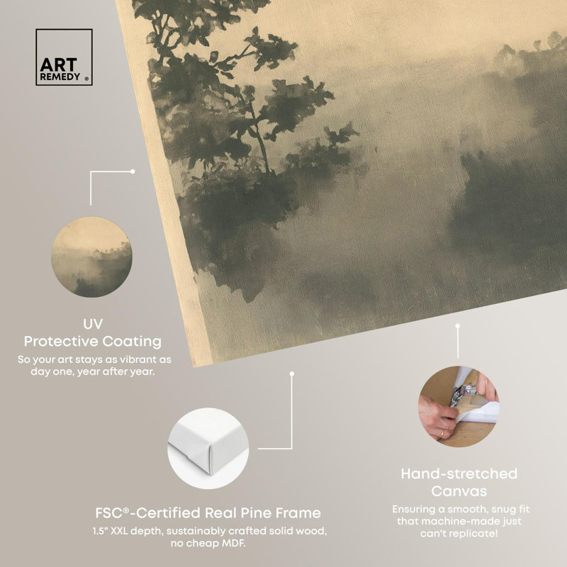 Vintage Rainforest Wrapped Canvas Art Print in Beige and Gray