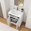 Meuble-lavabo de 28 po en bois massif avec base à colonne romaine, lavabo de rangement Farmhouse et armoire de toilette à poignée en métal-1158345742