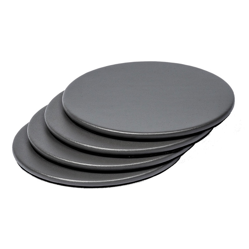 Sous-verre rond en similicuir, Gris, H 0,12 po x l 4 po x P 4 po