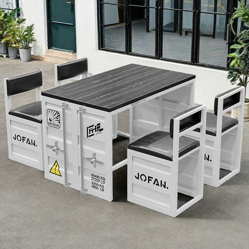 Ensemble de salon et table de style industriel en similicuir 5 pièces