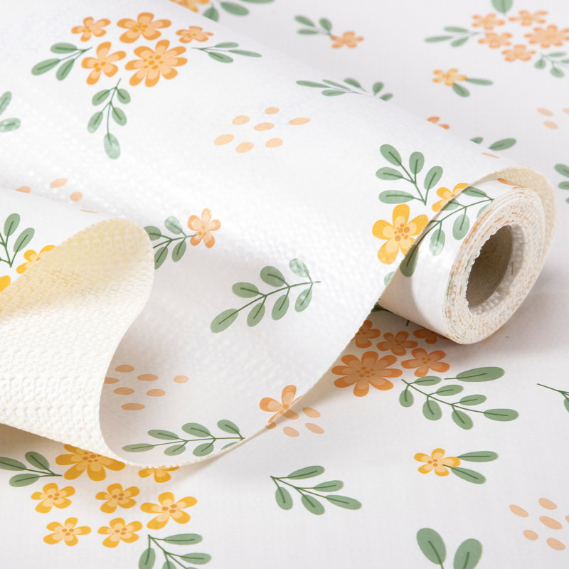 Doublure de tablette, doublures d'armoire antidérapantes non adhésives, doublures de tiroirs, marguerite verte et orange, 12 po x 10 pi