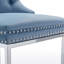 Ensemble de 2 tabourets de bar 26 po à hauteur de comptoir, tabourets de bar modernes en velours avec dossier à boutons et garniture de rivets, tabourets de bar robustes avec pieds en métal chromé, bleu clair, paquet de 2