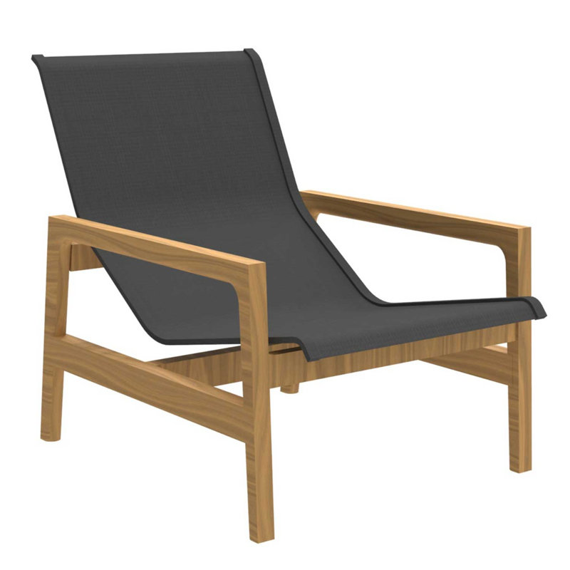Fauteuil Seashore en bois naturel avec toile grise, Brun / Noir