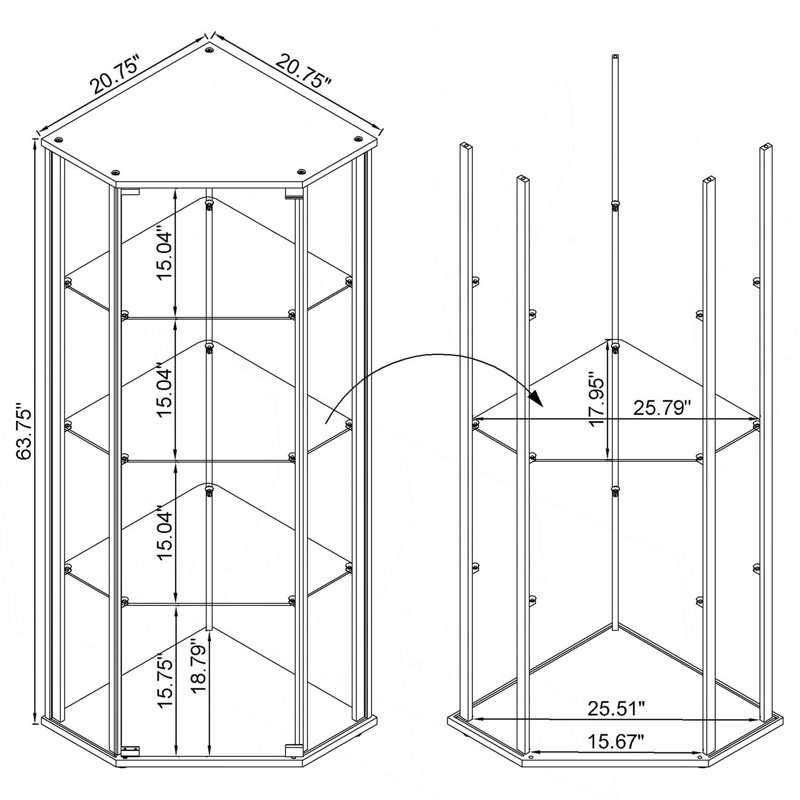 Vitrine 4 tablettes Lysander