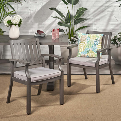 Chaise de salle à manger d'extérieur moderne en aluminium avec coussin (ensemble de 2)