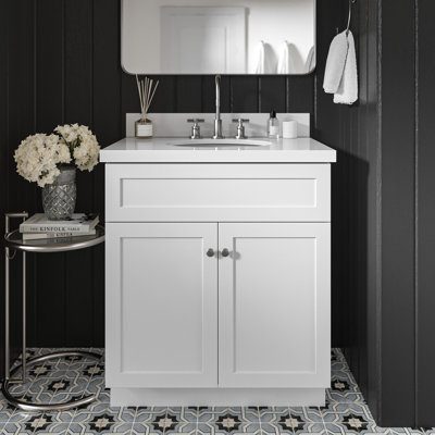 Abell 31'' Single Bathroom Vanity with White Quartz Top