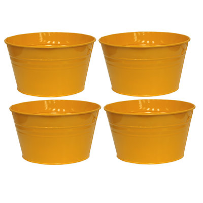 Boîte à fleurs en acier galvanisé émaillé. Ensemble de quatre, safran