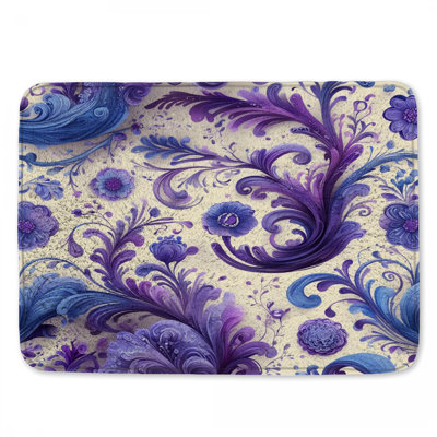 Tapis de bain fleurs mauves