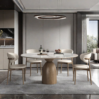 Light luxury simple round dining table sets