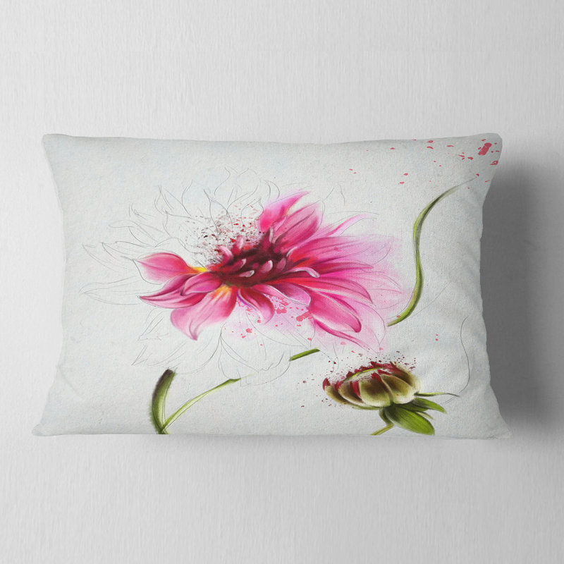 Coussin floral à fleurs avec tige et bud